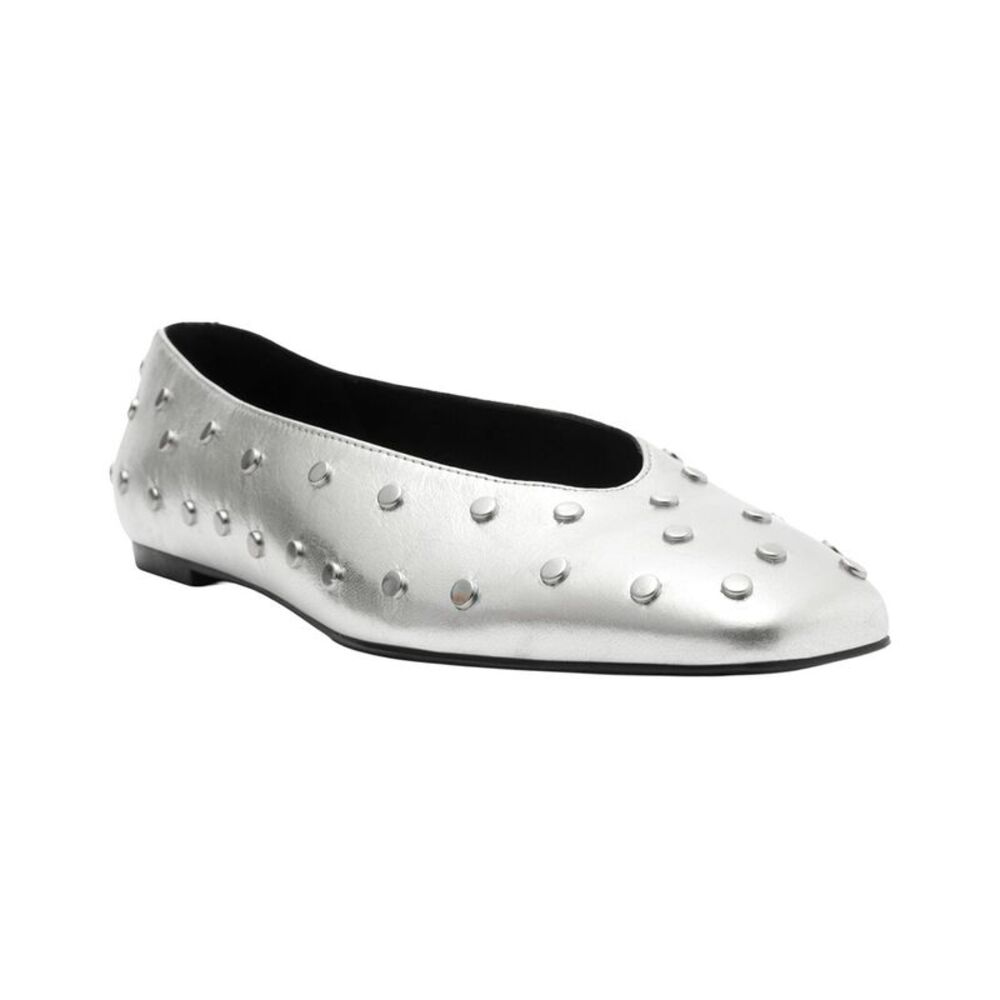 Arezzo Hayden Leather Ballet Flat, Silver